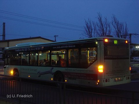 Abfahrt vom ZOB auf Linie 60 in Richtung Hosenfeld