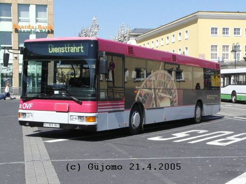 Von Günter Monschau im April 2005 am ZOB erwischt: Dieser MAN NÜ 313 der OVF vom Baujahr 1997 mit Nürnberger Kennzeichen