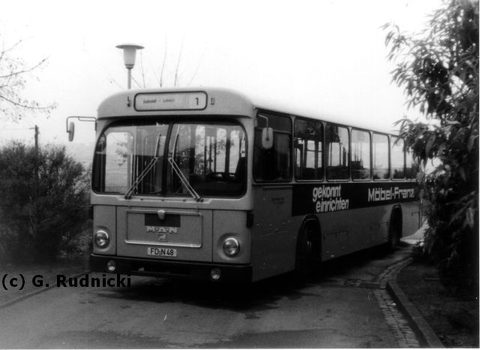 Wg 10 Bj 1974 MAN SL 200 FD-N 48 Neben Wagen 28 und Wagen 11 besaß auch Wagen 10 im Jahre 1978 Werbung für Möbel Franz. Weitere Bilder von Wagen 11 gi