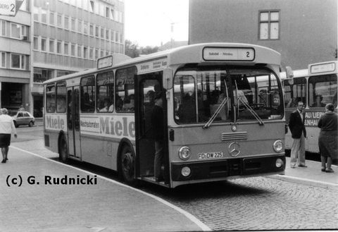Wg 23 Bj 1976 MB O305 FD-DW 225 Wagen 23 ist ein weiterer der vier 1976 angeschafften Busse, die nach 5jähriger Pause wieder bei Mercedes Benz bestell