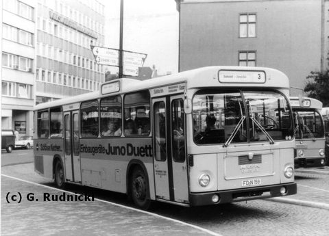 Wg 27 Bj. 1973 MAN SL 200 FD-N 159 Wagen 27 schließlich ist der Vierte im Bunde mit Werbung für Juno Küchengeräte - zumindest im Jahre 1978. Hier im E