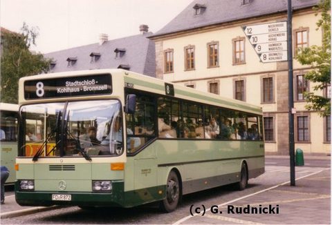 1987 erwischte Herr Rudnicki Wagen 26 am Stadtschloß, eingesetzt auf der früheren Linie 8 nach Kohlhaus und Bronnzell