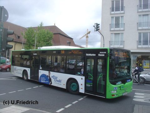 FD-N 539 / Funknummer 149 - aus der gleichen Serie wie Wagen 133, hier mit Werbung für die Volksbank Fulda, auf Linie 5A nach Giesel