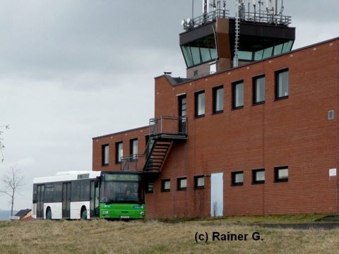 Als Messe-Bus anlässlich der Messe "Bauen 2009" verschlägt es ihn auf das Gelände des ehemaligen Flugplatzes in Sickels