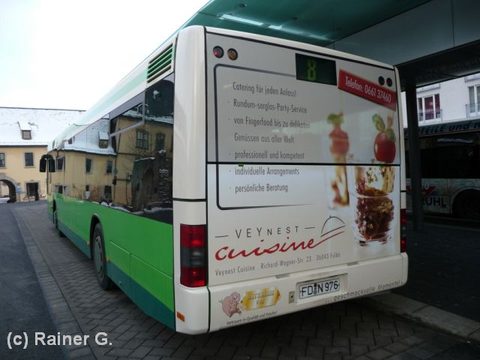Seit Mitte Januar 2010 gibt es eine Heck-Werbung für den Catering-Service Veynest Cuisine