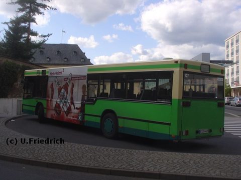 Hier auch nochmal die Heckansicht. 8 Omnibusse haben diese Werbung im April erhalten