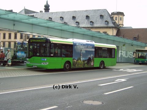 Iim Juni/Juli 2007 war der Bus eine Zeitlang mit dem Hessen-Trafficboard ausgestattet: "Wir bauen schon immer Wolkenkratzer", das im Frühjahr bereits 