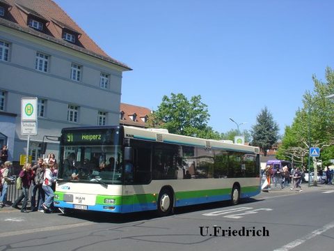 Im Mai 2007 war der Bus in Schlüchtern eingesetzt. Hier als Linie 91 nach Weiperz
