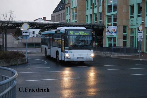 Bei der Abfahrt vom Fuldaer ZOB im Dezember 2011: Auf Linie 60 nach Jossa über Hosenfeld